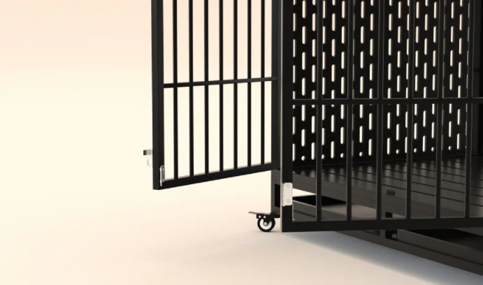 Heavy Duty Dog Crate Furniture – 33" Wooden Kennel with Lockable Wheels, Removable Tray & Double Doors for Small Dogs - Image 4